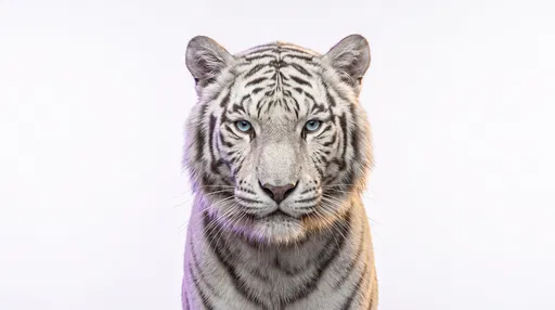 White Tiger Portrait on White Background