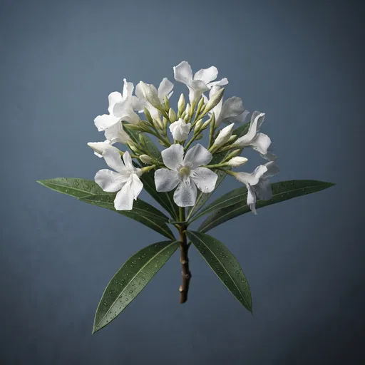 White Oleander Flower Cluster on Blue