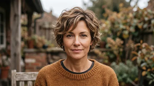 Woman With Wavy Bronde Pixie Cut Outdoors