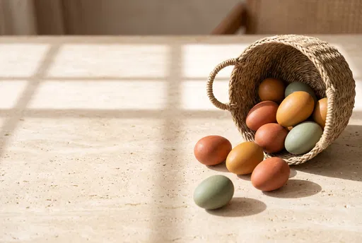 Woven Basket Spilling Colored Easter Eggs