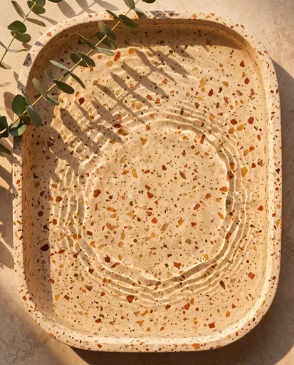 Terrazzo Tray With Ripples and Eucalyptus