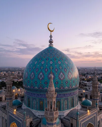 Turquoise Mosque Dome at Dusk