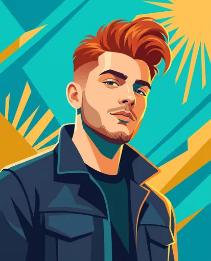 Vector Portrait of Man with Red Quiff