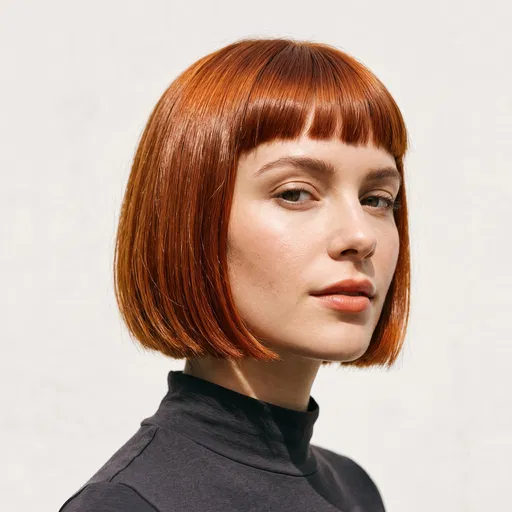 Woman With Copper Red French Bob