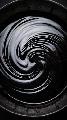 Swirling Glossy Black Liquid in Basin