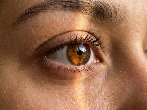Sunlit Brown Eye Macro Close-Up