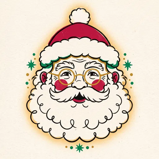 Vintage Santa Claus Face Illustration