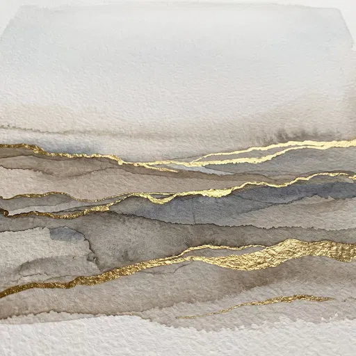 Neutral Watercolor Layers with Gold Leaf