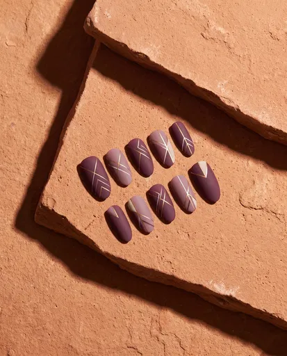 Matte Plum Geometric Press-On Nails