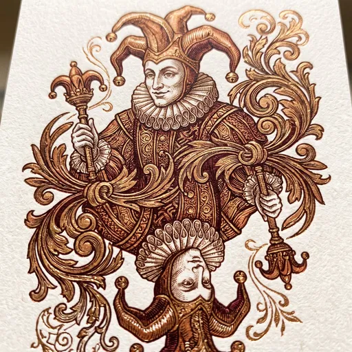 Ornate Metallic Reversible Jester Playing Card