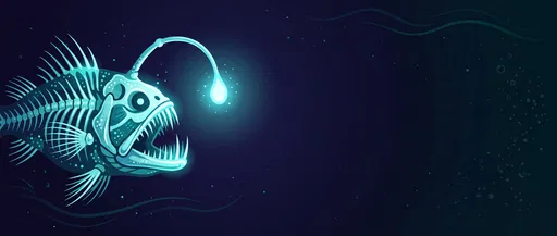 Glowing Bioluminescent Anglerfish Skeleton Illustration