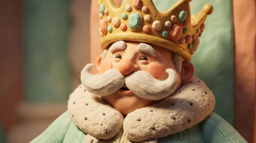 Whimsical Clay Fairytale King Portrait