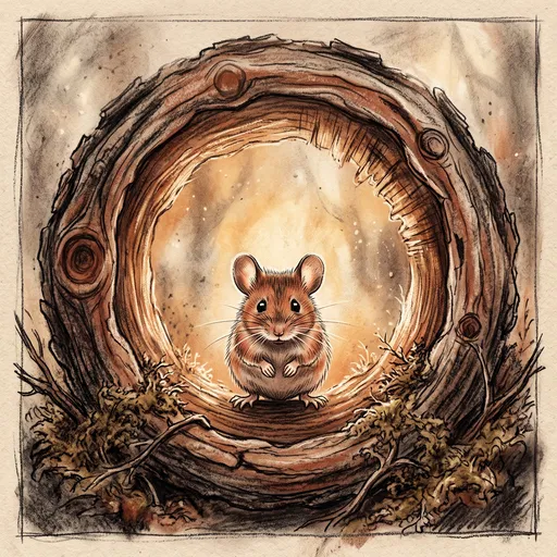Mouse Inside Hollow Log Sketch