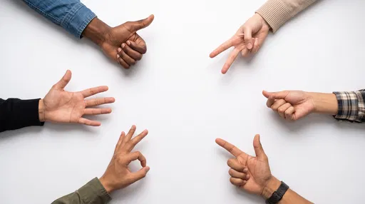 Six Diverse Hands Making Universal Gestures