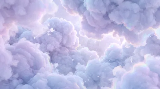 Pastel Purple and Blue Fluffy Clouds