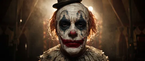 Sinister Vintage Circus Clown Close-Up Portrait