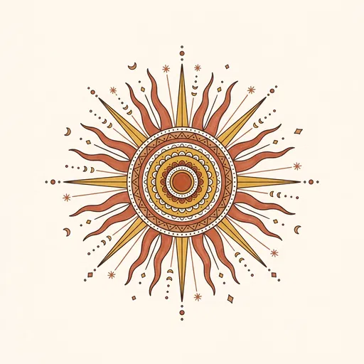 Boho Sun Mandala Illustration