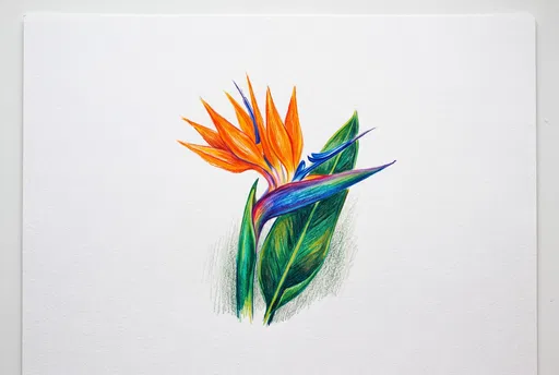 Colored Pencil Bird of Paradise Drawing