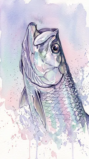 Pastel Watercolor Illustration of Leaping Tarpon