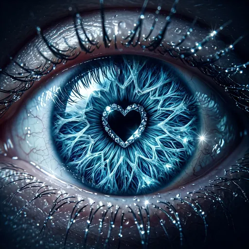 Macro Blue Eye With Heart Pupil
