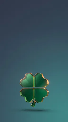 Geometric Emerald Glass Four-Leaf Clover Wallpaper
