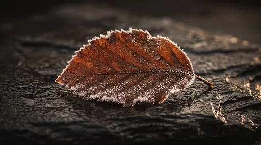 Frosted Copper Leaf on Dark Slate