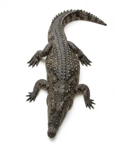 Top View of Crocodile on White