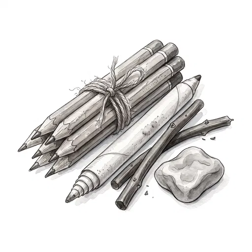 Monochrome Sketching Supplies Watercolor Clipart