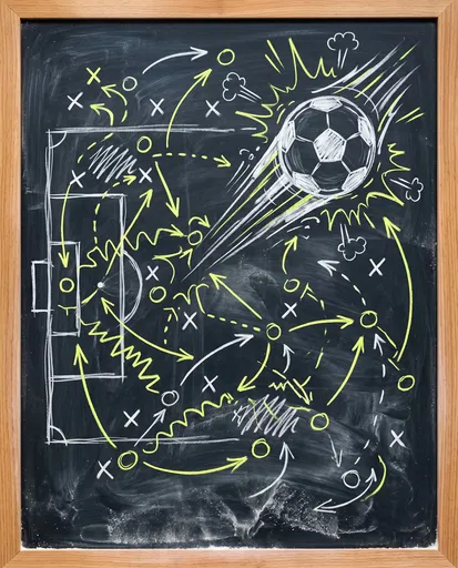 Chalkboard Soccer Tactics Diagram Illustration