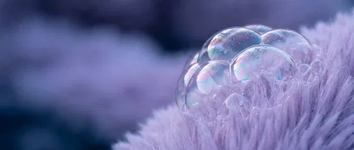 Iridescent Soap Bubbles on Lavender Faux Fur
