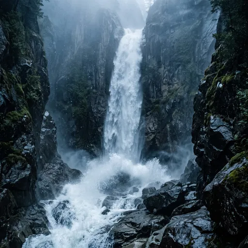 Misty Canyon Plunge Waterfall