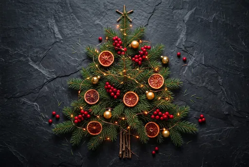 Rustic Spruce Christmas Tree Flat Lay