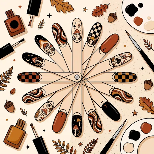 Autumn Nail Art Swatch Illustration