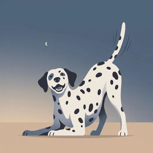 Playful Dalmatian Dog Illustration at Twilight