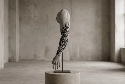 Sculpted Male Arm With Black Tattoo