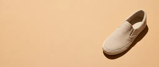 Beige Canvas Slip-On Sneaker with Copy Space