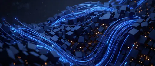 Abstract Navy Cubes and Glowing Fiber Optics