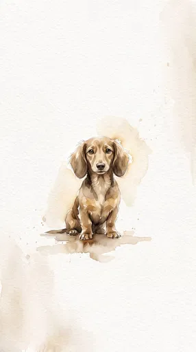 Sepia Watercolor Miniature Dachshund Illustration