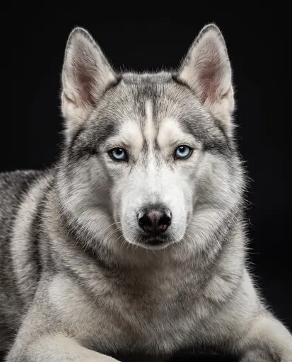 Studio Portrait of a Siberian Husky