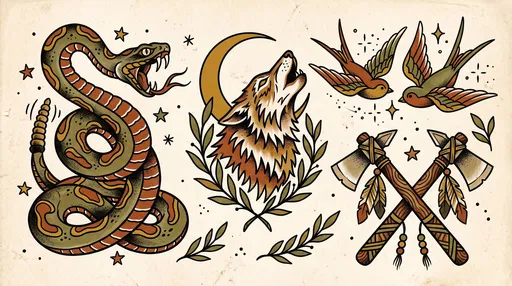American Traditional Tattoo Flash Sheet
