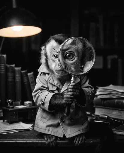 Detective Monkey With Magnifying Glass