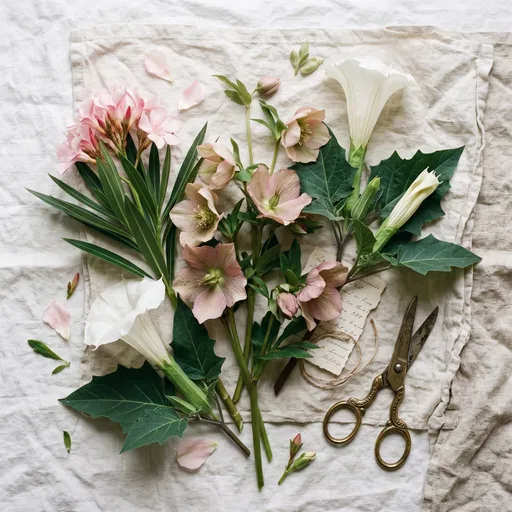Flat Lay of Pastel Poisonous Flowers