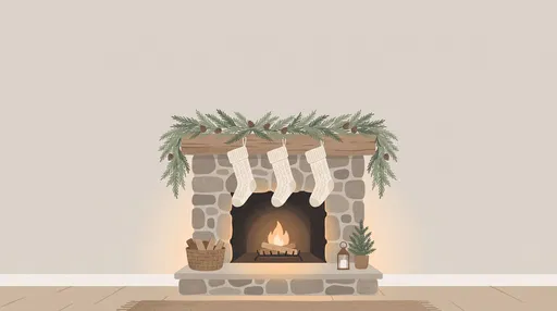 Cozy Scandinavian Christmas Fireplace Illustration
