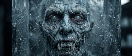 Frozen Monster Face in Ice Block