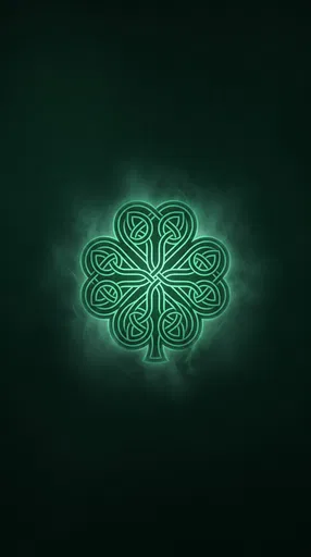 Glowing Green Celtic Knot Clover Symbol