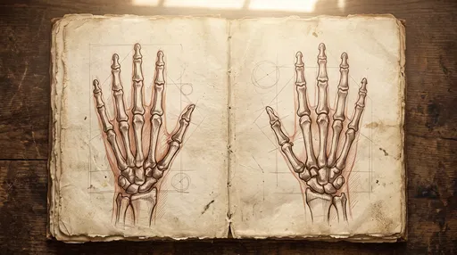 Vintage Anatomical Sketchbook With Skeleton Hands