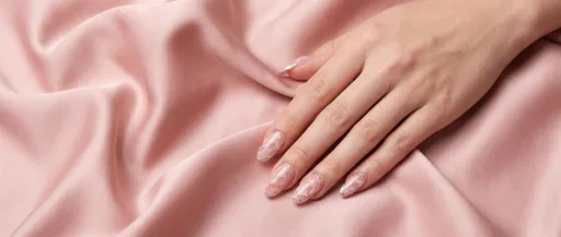 Hand with Pink Quartz Nail Art