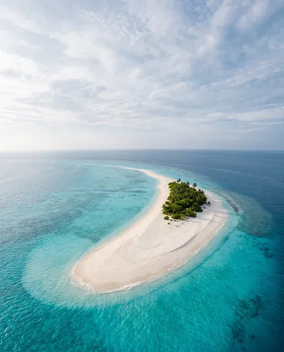 Aerial View of Tropical Sandbar Island