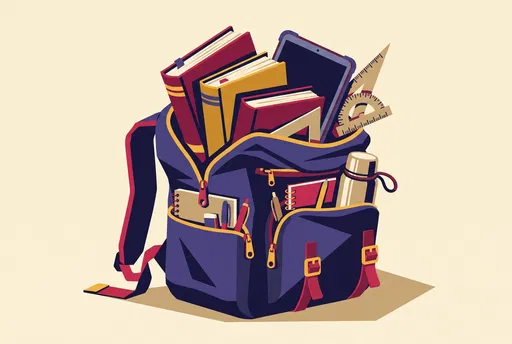 Vector Illustration of Full College Backpack