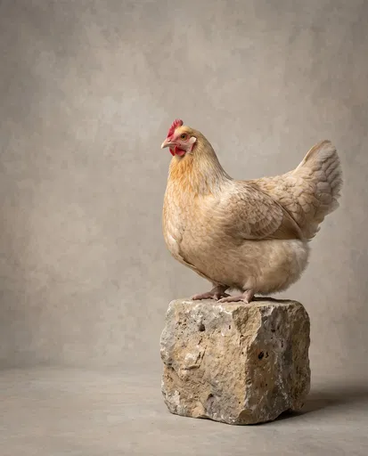 Studio Portrait of Buff Hen on Stone